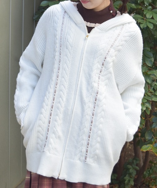 axes femme（アクシーズ ファム） カーディガン はしごレースニット