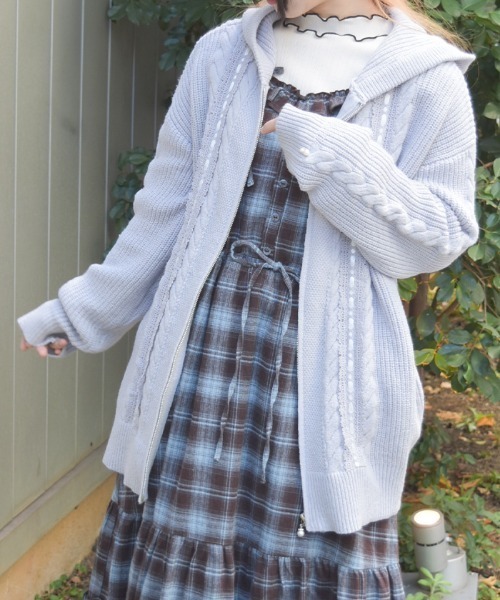 axes femme（アクシーズ ファム） カーディガン はしごレースニット