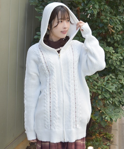 axes femme（アクシーズ ファム） カーディガン はしごレースニット