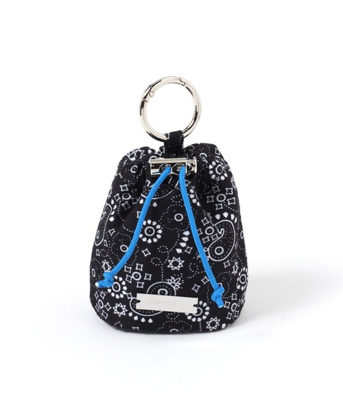 専用★new★ハンドメイド✳︎ 巾着　トライアングル✖️チェック　北欧柄　モノトーン niko and…（ニコアンド） チャーム バンダナ巾着チャーム レディース