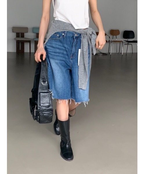 「Didot.showroom」 デニムハーフパンツ M ブルー レディース_画像2