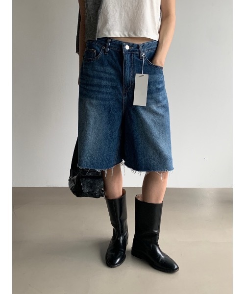 「Didot.showroom」 デニムハーフパンツ M ブルー レディース_画像3