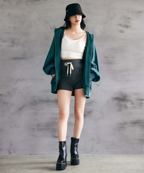 「ENVYM」 ジップアップパーカー FREE ブラック レディース_画像3