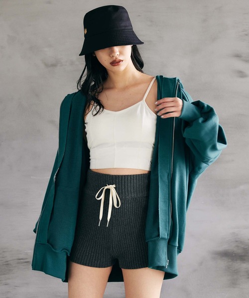 「ENVYM」 ジップアップパーカー FREE ブラック レディース_画像8