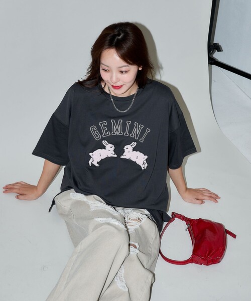 「PUBLUX」 半袖Tシャツ フリ- ピンク レディース_画像3