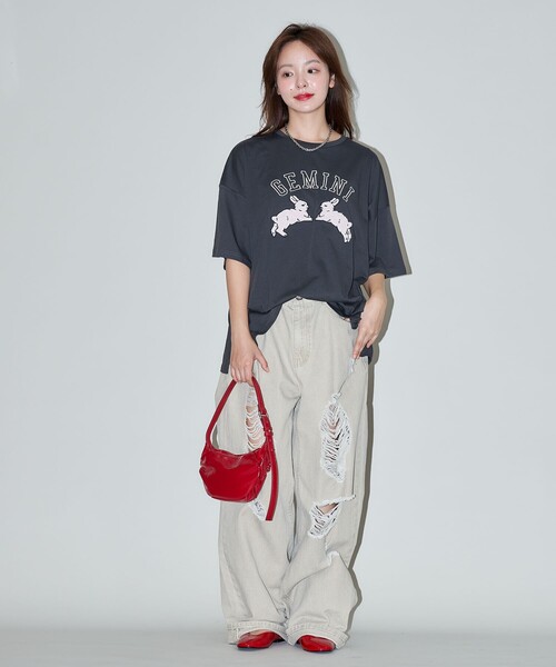 「PUBLUX」 半袖Tシャツ フリ- ピンク レディース_画像5