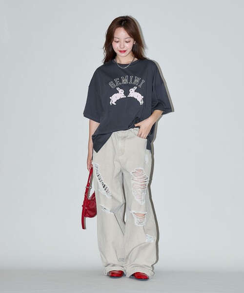 「PUBLUX」 半袖Tシャツ フリ- ピンク レディース_画像7