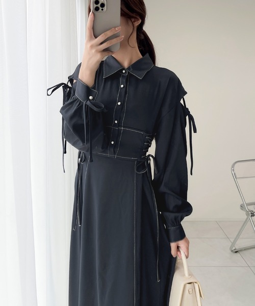 「mily bilet」 長袖ワンピース SMALL ベージュ レディース_画像2