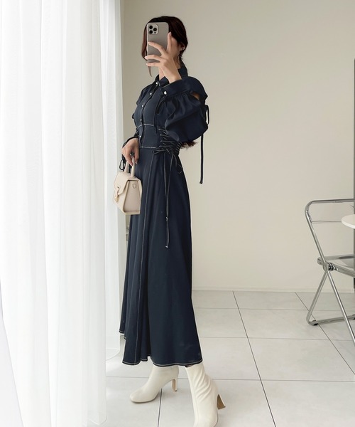 「mily bilet」 長袖ワンピース SMALL ベージュ レディース_画像3