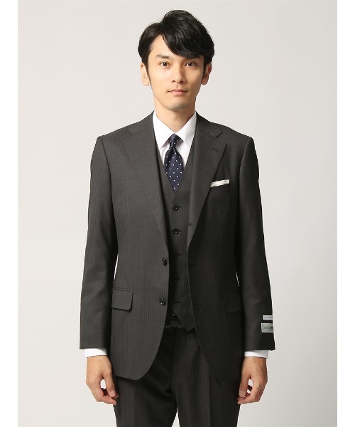 SUIT SQUARE」 3ピーススーツ - チャコールグレー メンズ : ZOZOTOWN