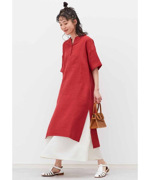 「Live in comfort」 半袖ワンピース MEDIUM レッド レディース_画像2