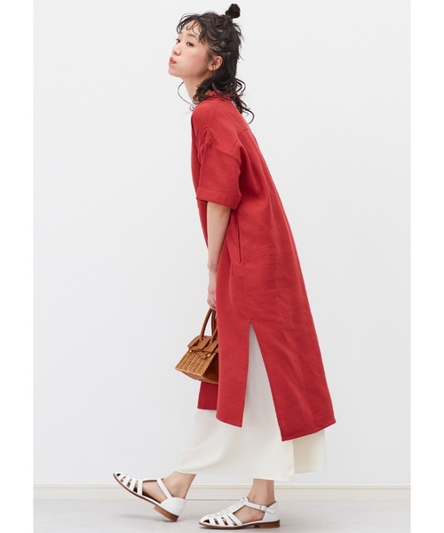 「Live in comfort」 半袖ワンピース MEDIUM レッド レディース_画像3