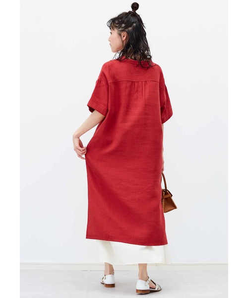 「Live in comfort」 半袖ワンピース MEDIUM レッド レディース_画像4