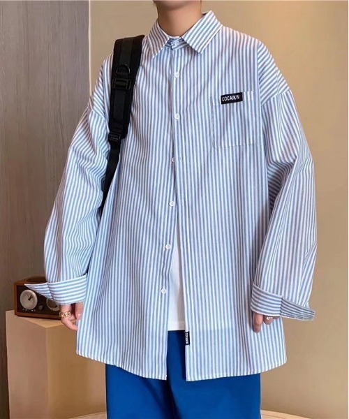 「NEW GENTLEMAN」 長袖シャツ M ブルー メンズ_画像4
