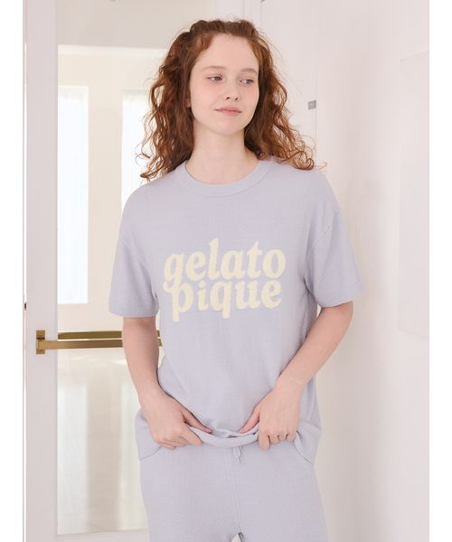ピケ パジャマセット ピンク カラフルロゴシャツ gelato pique（ジェラートピケ） パジャマ ルームウェア スムーズィー