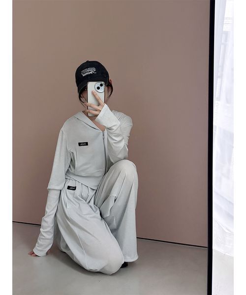SNIDEL フード付きジップアップパーカー SNIDEL（スナイデル） ジップアップパーカー F ライトブルー