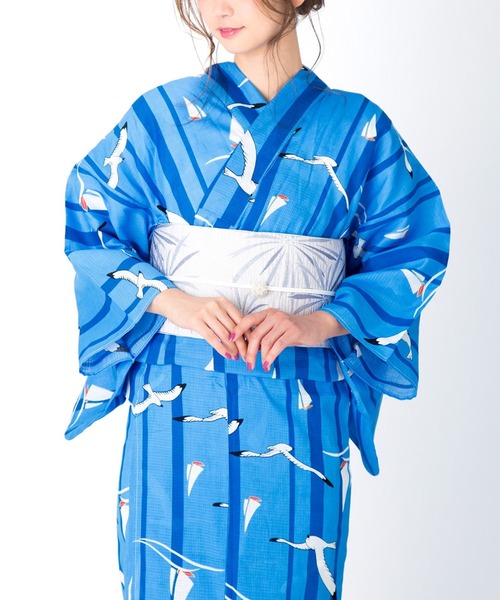 KIMONOMACHI 浴衣 レディース 浴衣 2点セット 浴衣＋半幅帯の2点セット