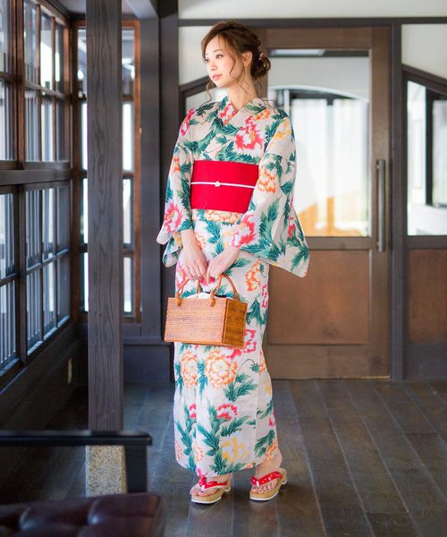 KIMONOMACHI 浴衣 レディース 浴衣 2点セット 浴衣＋半幅帯の2点セット
