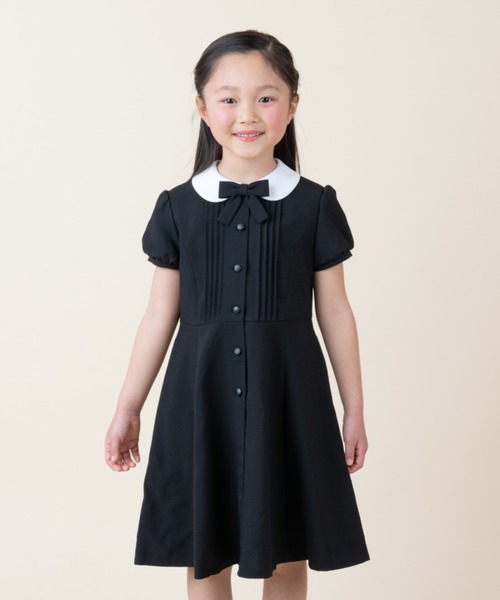 CHOPIN 襟付きネイビー ワンピース 110cm CHOPIN ワンピース 半袖丸襟ピンタックワンピース キッズ 子供服