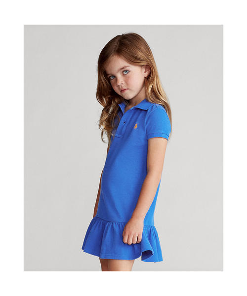 ワンピース コットン メッシュ ポロドレス RALPH ラルフ コットン メッシュ POLO LAUREN CHILDRENSWEAR，ポロ ローレン