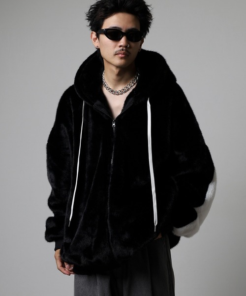 極美品 SEA NEW YORK エコファー ジップアップブルゾン 黒 アウター RE730 ブルゾン アウター エコファーブルゾン メンズ レディース