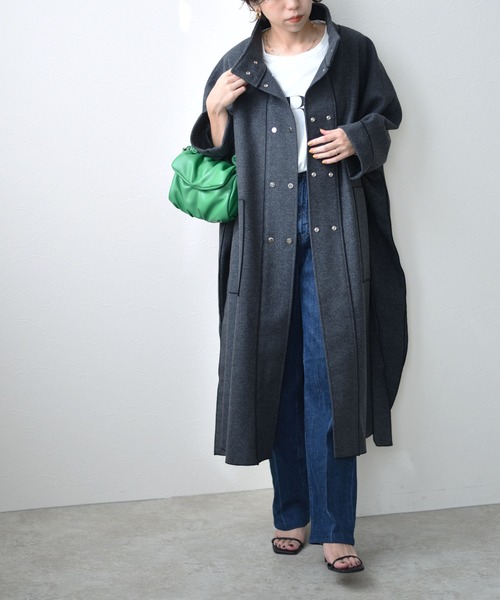 【Eimee Law】スタンドカラーケープコート アウター ゆったり ベージュ Eimee Law アウター スタンドカラーケープコート : ZOZOTOWN