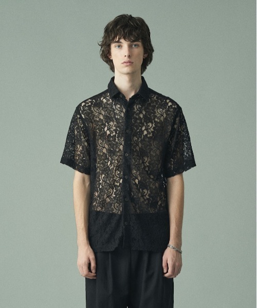 Juha（ユハ） シャツ 半袖 FLOWER LACE S/S SHIRT メンズ レディース