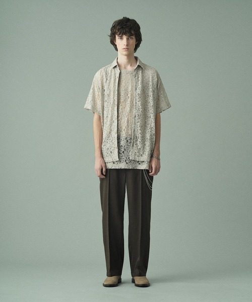 Juha（ユハ） シャツ 半袖 FLOWER LACE S/S SHIRT メンズ レディース