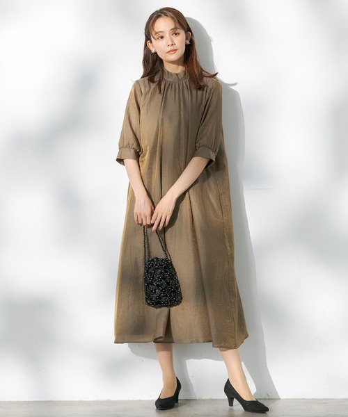 ドレス 「kaene」シャンブレーAラインドレスの画像