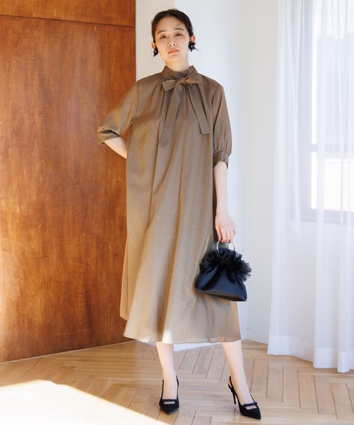 ドレス 「kaene」シャンブレーAラインドレスの画像