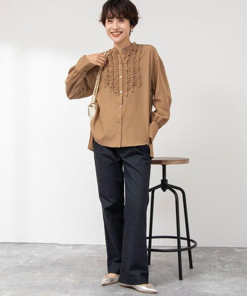 極美品　ノーリーズ　フリルブラウス　ブラウン　38 極美品 ノーリーズ フリルブラウス ブラウン 38の通販はau PAY