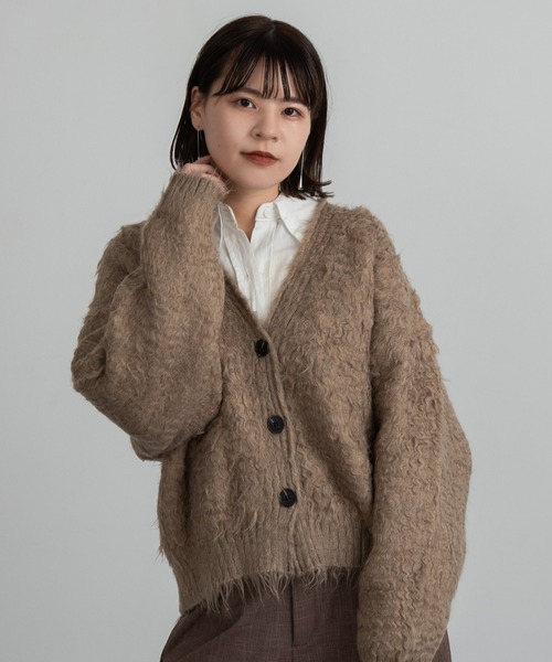 カーディガン fluffy bulky knit cardigan / フラッフィーバルキー  