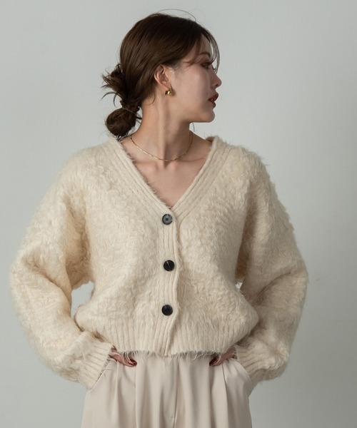 カーディガン fluffy bulky knit cardigan / フラッフィーバルキー  