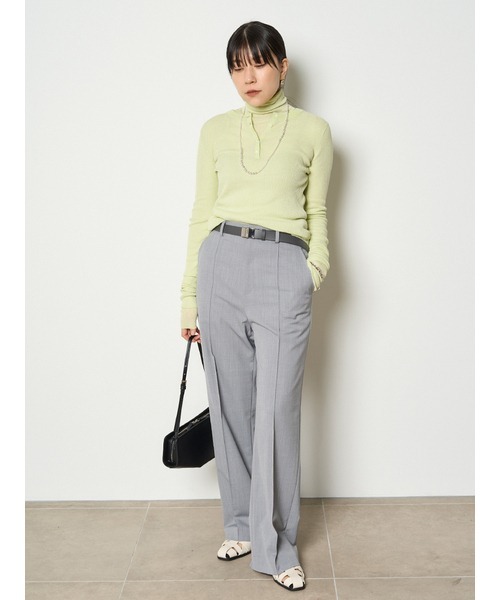 ニット セーター ヘンリーネックシアーリブニット「ウォッシャブル」 レディース MIESROHE ニット セーター ヘンリーネックシアーリブニット