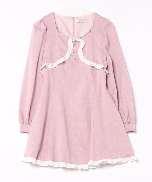 Ank Rouge ワンピース フロントパールボレロ風ワンピース