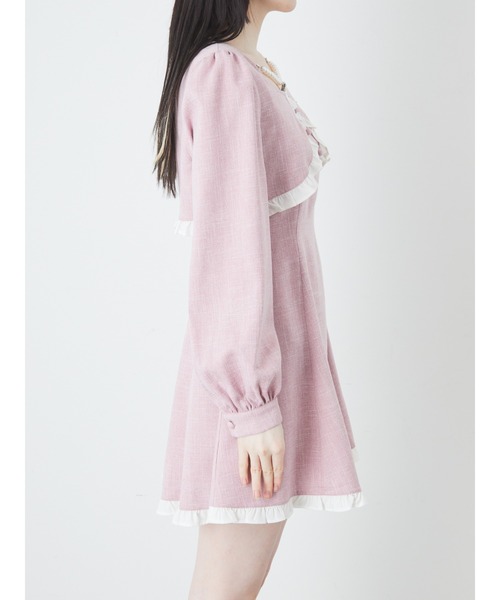 Ank Rouge ワンピース フロントパールボレロ風ワンピース