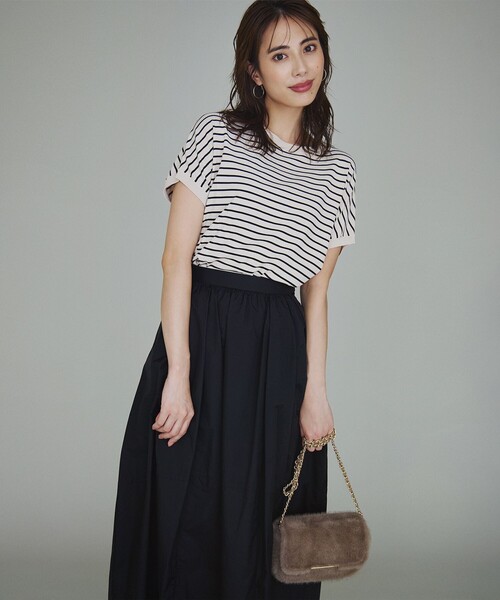 【美品！1度だけ着用】23区☆ レーヨンポリエステルストレッチ ニット/ボーダー 23区 - 【美品！1度だけ着用】23区☆ レーヨンポリエステル