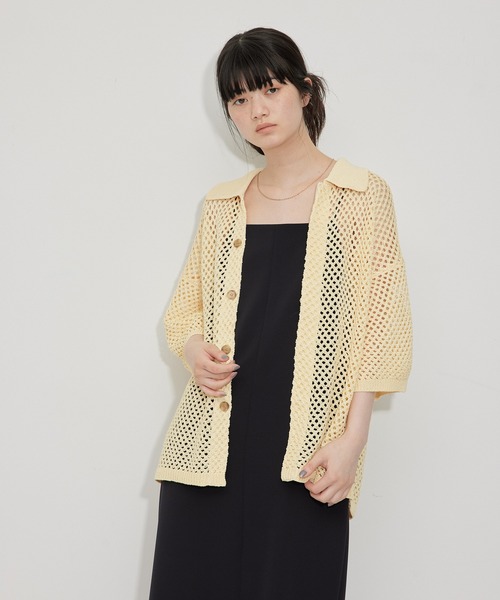 Adam et Rope&#39; - silbyサマ専用　透かし編み クロシェ ニット シャツ / ユニセックス WEB限定】透かし編み クロシェ ニット シャツ / ユニセックス