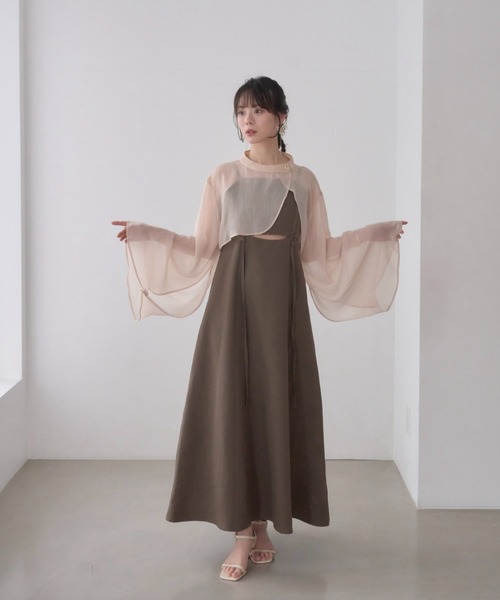 ワンピース 「ありすコラボ」シアーブラウスワンピースセット/キャミ 