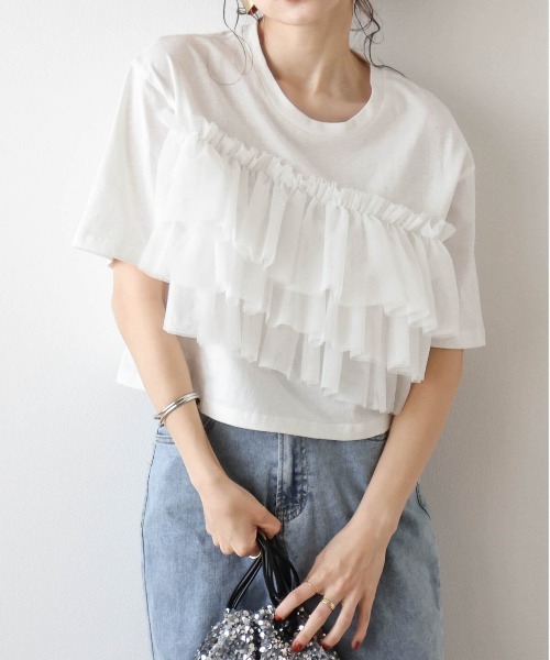 gommeフリルTEE gomme tシャツ 24/-天竺 フリルT レディース メンズ : ZOZOTOWN