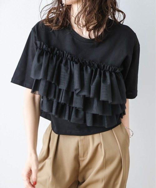 La-gemme tシャツ フリルチュールTシャツ レディース : ZOZOTOWN