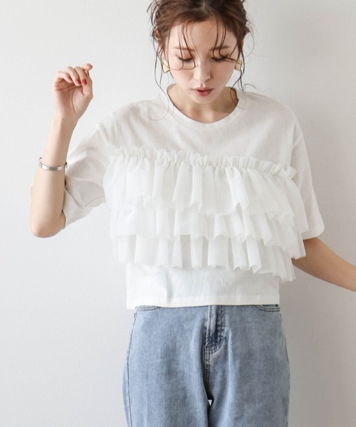 tシャツ スネークフリル半袖Tシャツ レディース スネークフリル半袖Tシャツ Palm Riche│Eimee Law & LHELBIE