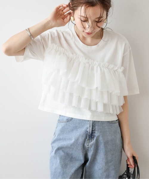 La-gemme tシャツ フリルチュールTシャツ レディース : ZOZOTOWN