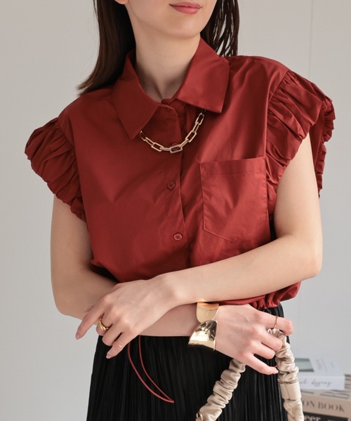 【新品】merlette ショートバルーンブラウス　定価5万3千円 sakishimatokyo ブラウス シャツ ドロスト付き ショート丈