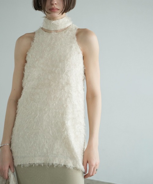 トップス CLANE / FEATHER RIBBON NOSLEEVE TOPS CLANE（クラネ） FEATHER RIBBON NOSLEEVE TOPS レディース : ZOZOTOWN