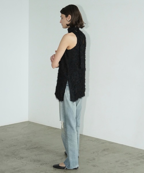 CLANE（クラネ） FEATHER RIBBON NOSLEEVE TOPS レディース : ZOZOTOWN