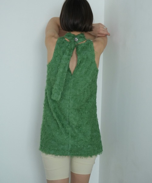 CLANE（クラネ） FEATHER RIBBON NOSLEEVE TOPS レディース : ZOZOTOWN