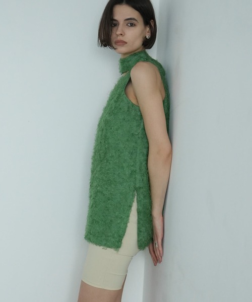 CLANE（クラネ） FEATHER RIBBON NOSLEEVE TOPS レディース : ZOZOTOWN