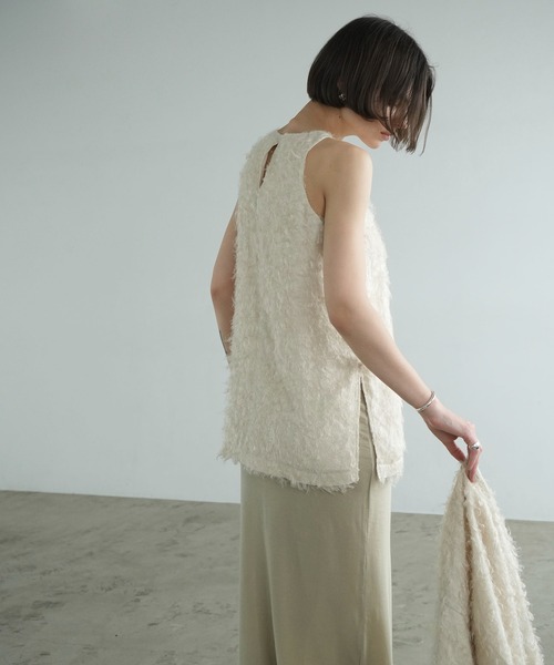 CLANE（クラネ） FEATHER RIBBON NOSLEEVE TOPS レディース : ZOZOTOWN