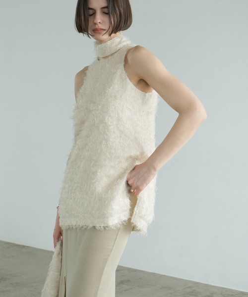 CLANE（クラネ） FEATHER RIBBON NOSLEEVE TOPS レディース : ZOZOTOWN